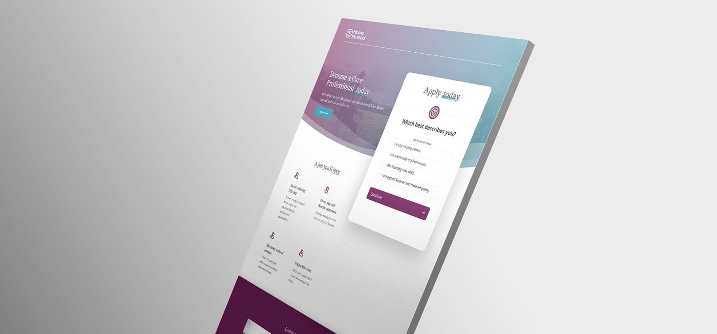 The Home Instead recruitment landing page design
