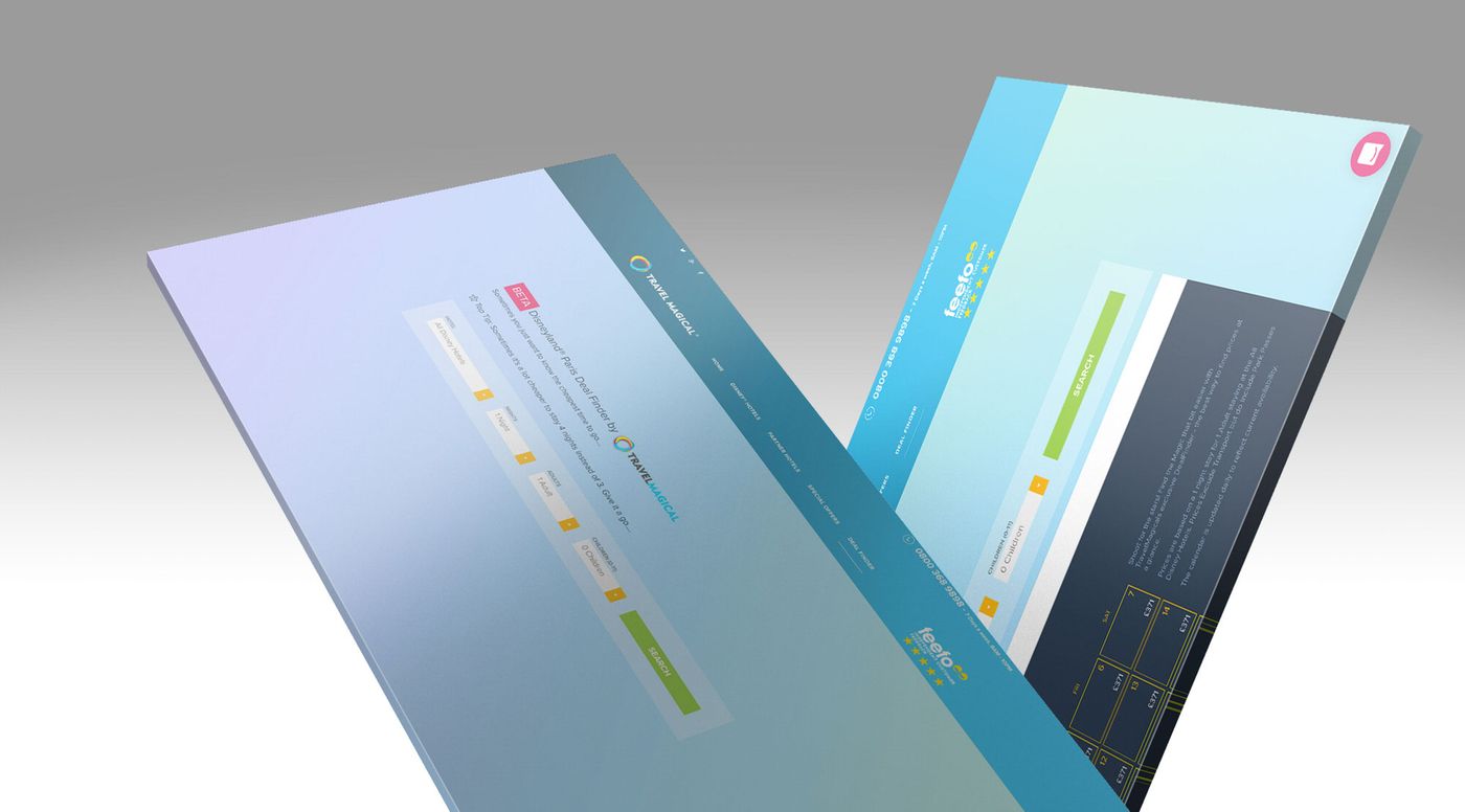 Travel Magical Deal Finder design mockups